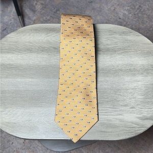 Lord & Taylor 100% Imported Silk Men’s Yellow Tie With Blue Accents
